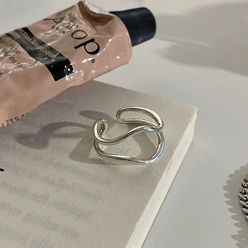 Irregular Shell Overlapping 925 Sterling Silver Ring