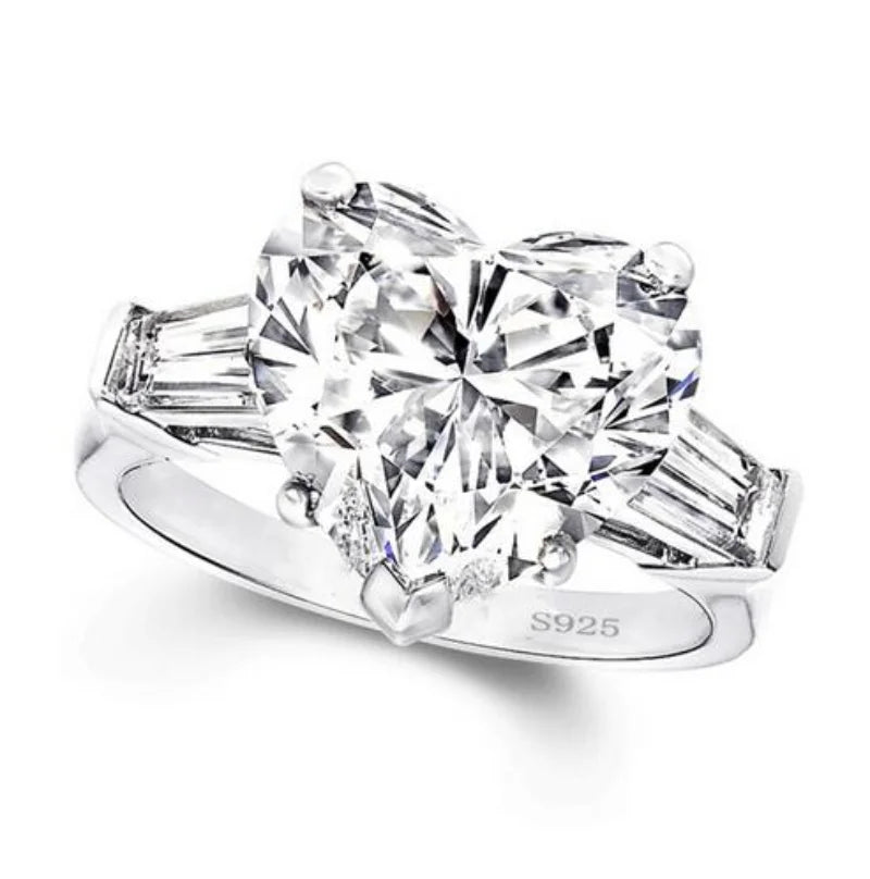 Heart Moissanite 925 Sterling Silver Ring