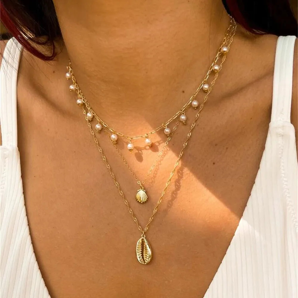 Vintage Geometric Crystal Multi-Tier Snake Chain Necklace