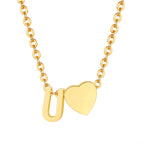 18K Gold Plated Petite Initial Heart Pendant Necklace