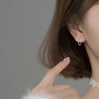Crystal Charm Silver-Tone Stainless Steel Hoop Earrings