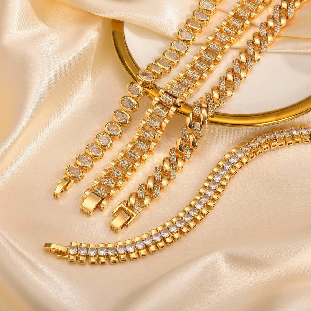 Dahlia 14K Gold Plated Paperclip & Watch Strap Bracelet