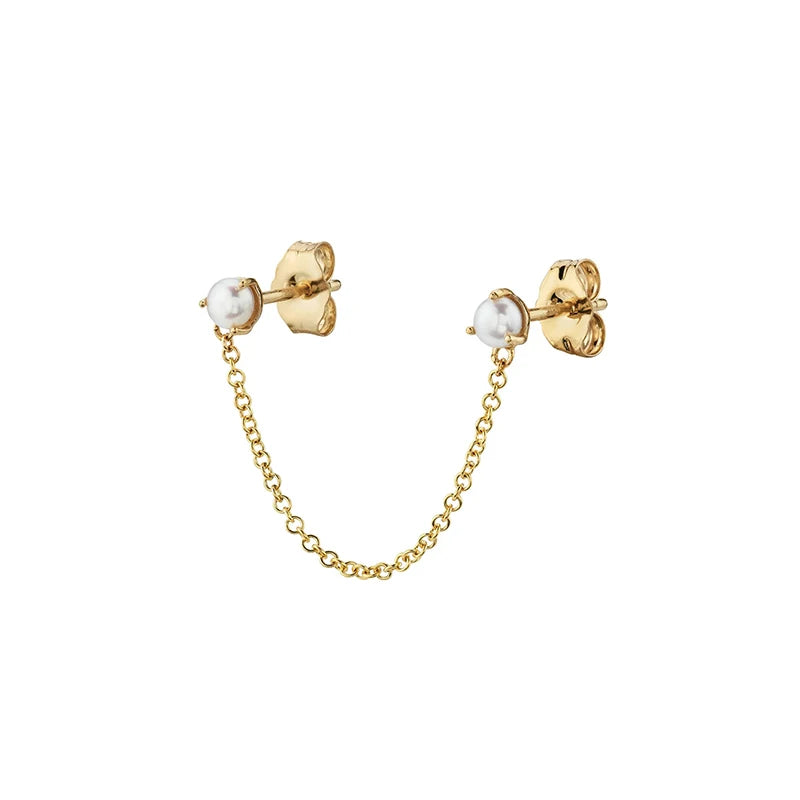 925 Silver Needle Pearl Huggie Hoop Earrings