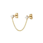 925 Silver Needle Pearl Huggie Hoop Earrings