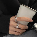 Geometric Cross Hollow Chain 925 Sterling Silver Ring