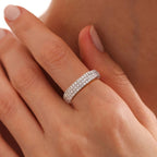 Sterling Silver AAAAA Micro Pave Eternity Band Ring