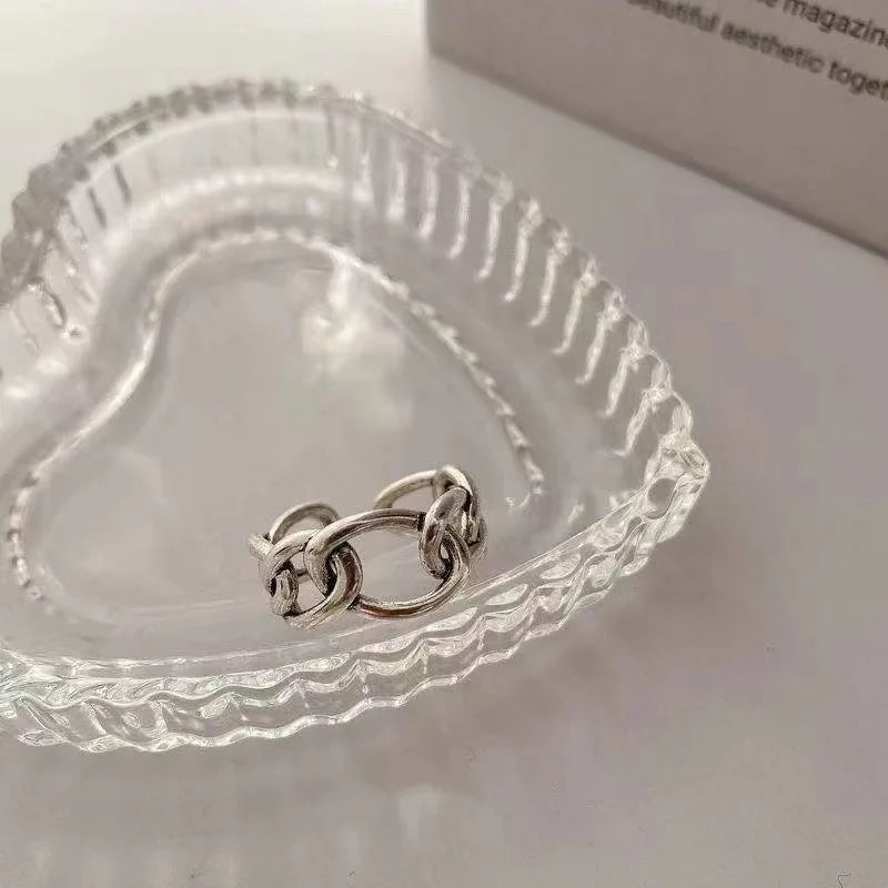 Geometric Cross Hollow Chain 925 Sterling Silver Ring