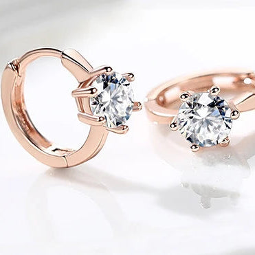 Classic Six-Claw AAA+ CZ Rose Gold Stud Earrings