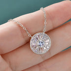 Moissanite Trapezoids Lucky Disc Medallion Necklace