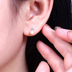 925 Silver Needle Pearl Huggie Hoop Earrings