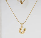 Personalized Gold Stainless Steel Initial Snake Chain Necklace