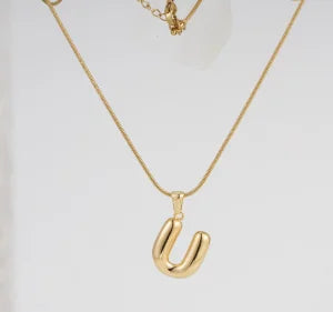 Personalized Gold Stainless Steel Initial Snake Chain Necklace