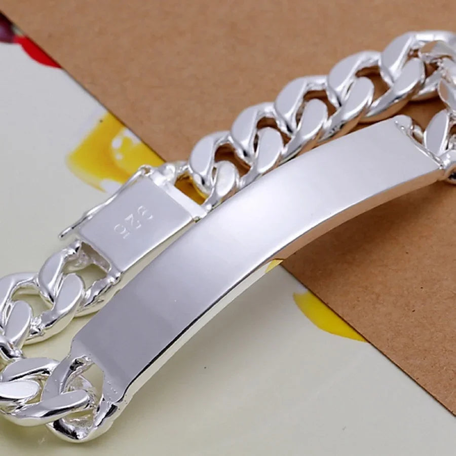 Kaelen 10mm Geometric Silver Link Bracelet