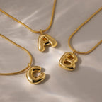Personalized Gold Stainless Steel Initial Snake Chain Necklace