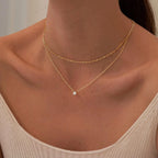 Gold Plated Solitaire Accent Choker Necklace