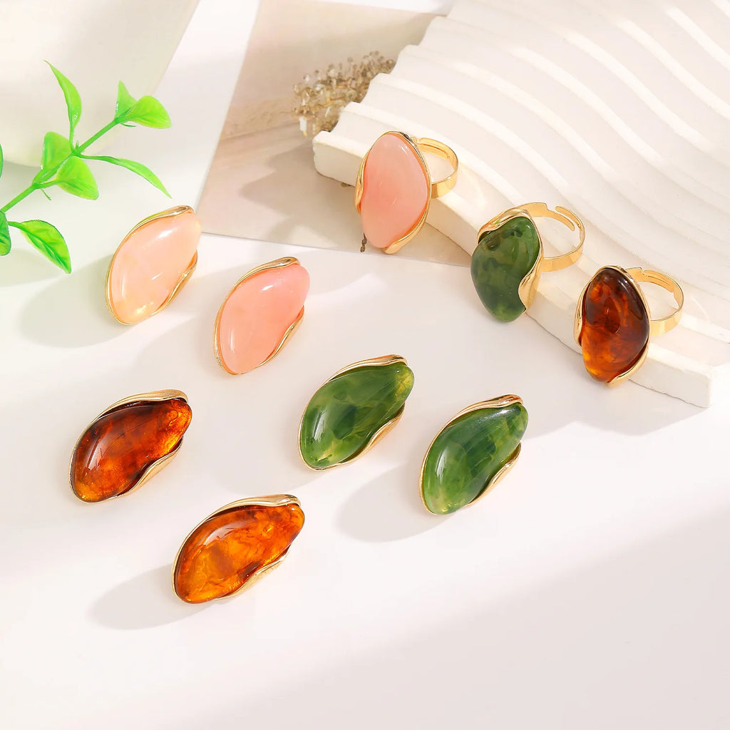 Translucent Amber Resin Chunky Teardrop Hoop Earrings