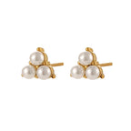 925 Silver Needle Pearl Huggie Hoop Earrings