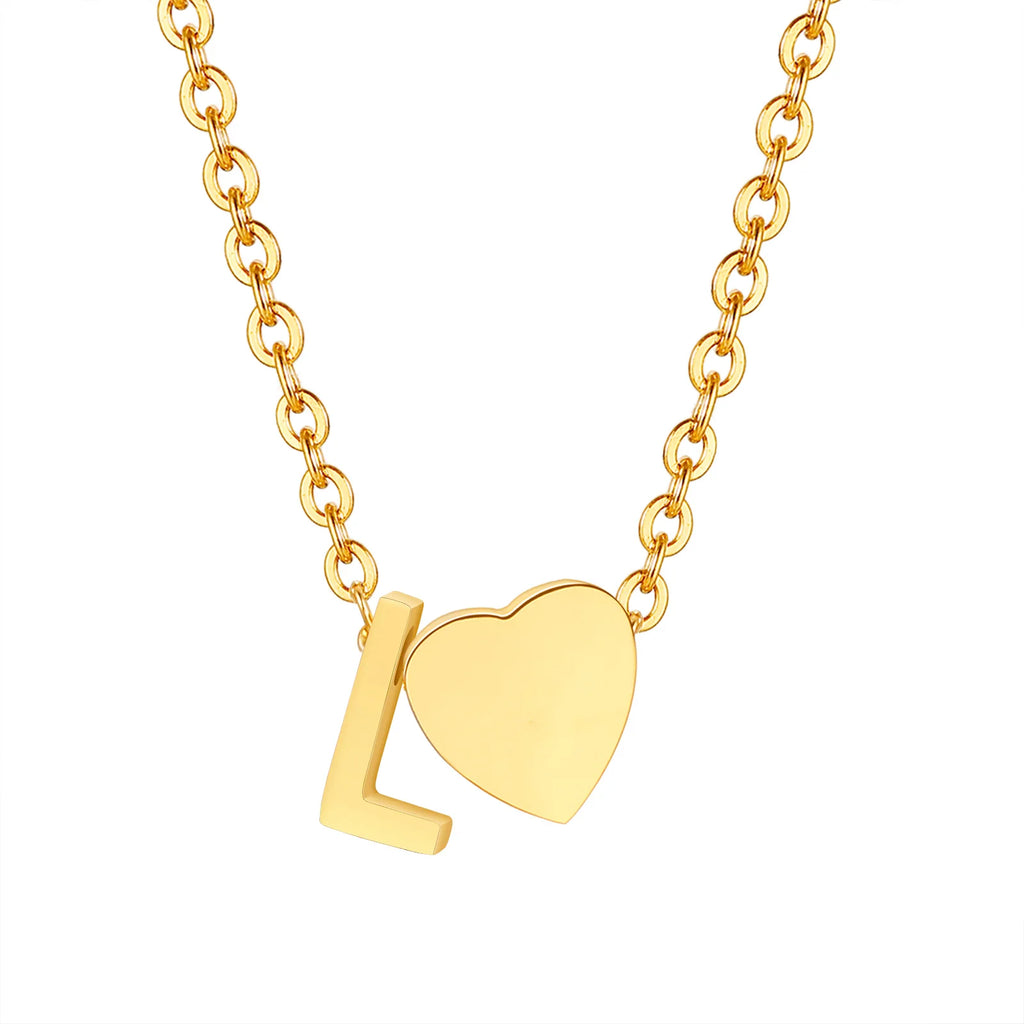 18K Gold Plated Petite Initial Heart Pendant Necklace