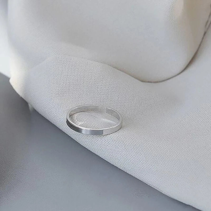 Minimalist Smooth Geometric 925 Sterling Silver Ring