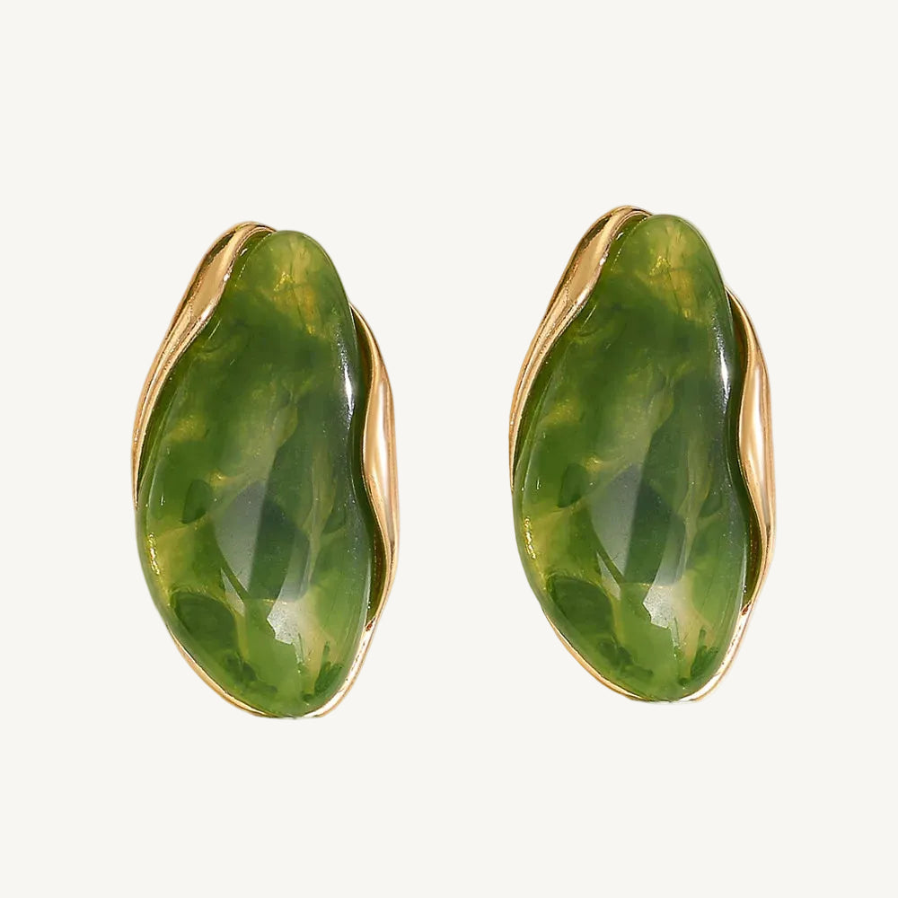 Translucent Amber Resin Chunky Teardrop Hoop Earrings