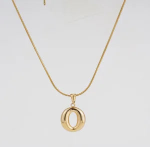 Personalized Gold Stainless Steel Initial Snake Chain Necklace