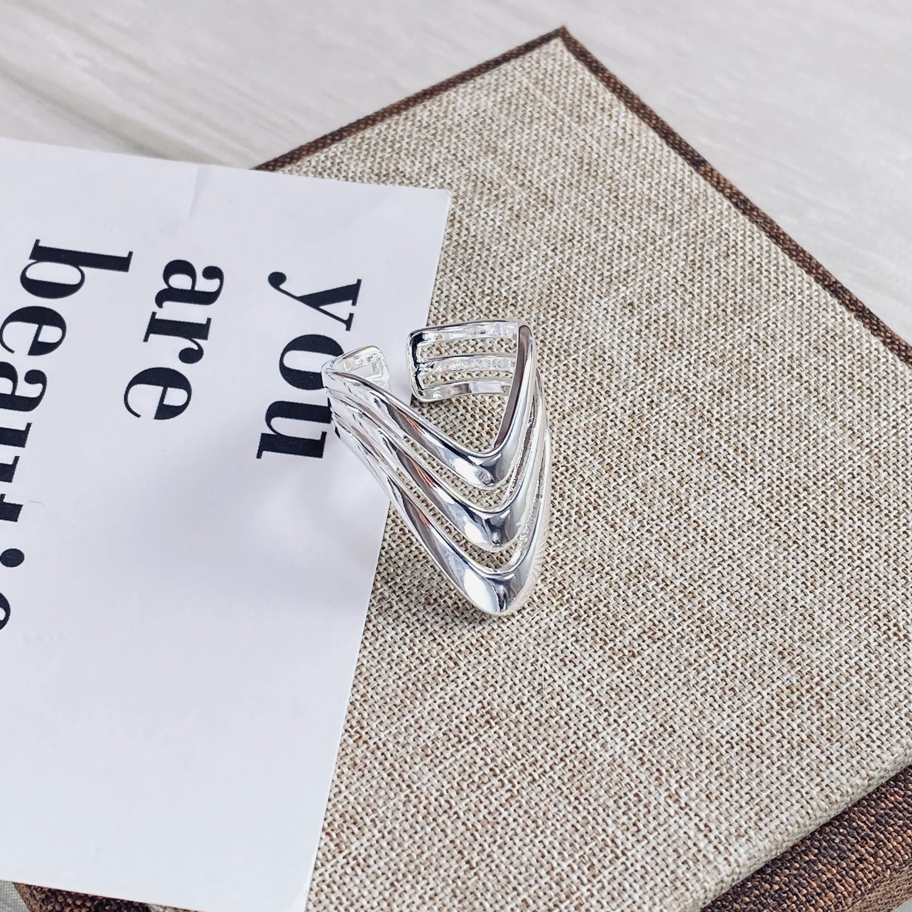 Irregular Shell Overlapping 925 Sterling Silver Ring