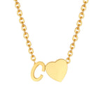 18K Gold Plated Petite Initial Heart Pendant Necklace