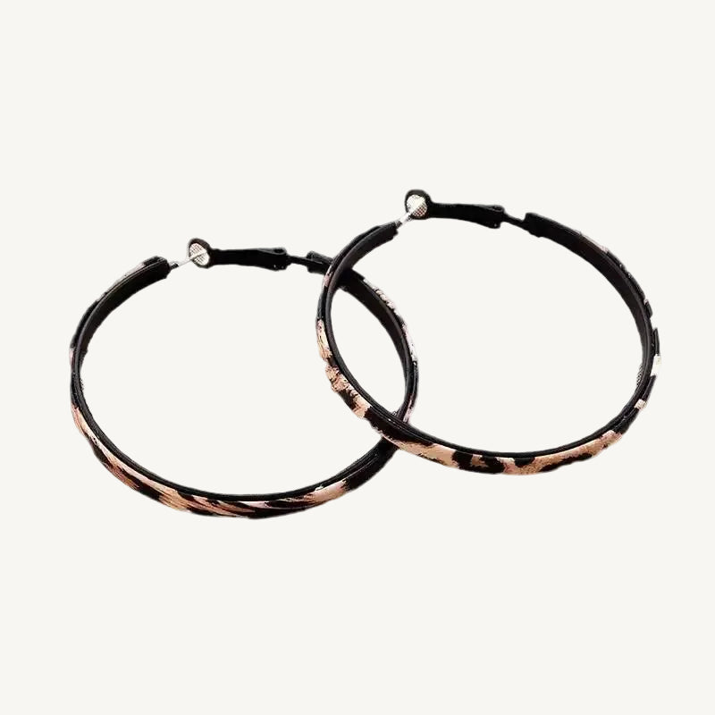 Leopard Print Large Round Hoop Earrings