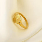 Chunky Dome Rays Texture Stainless Steel Signet Ring