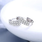 Crystal Charm Silver-Tone Stainless Steel Hoop Earrings