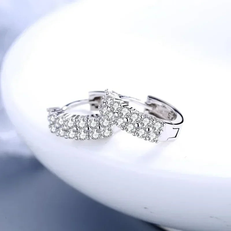 Crystal Charm Silver-Tone Stainless Steel Hoop Earrings