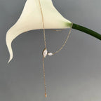 Certified 4cttw Marquise Moissanite S925 Silver Lariat Necklace