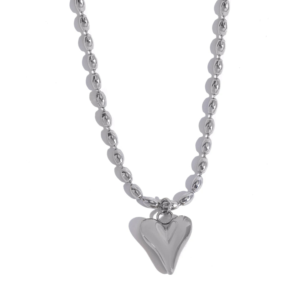 18K Gold Plated Stainless Steel Heart Bead Chain Necklace