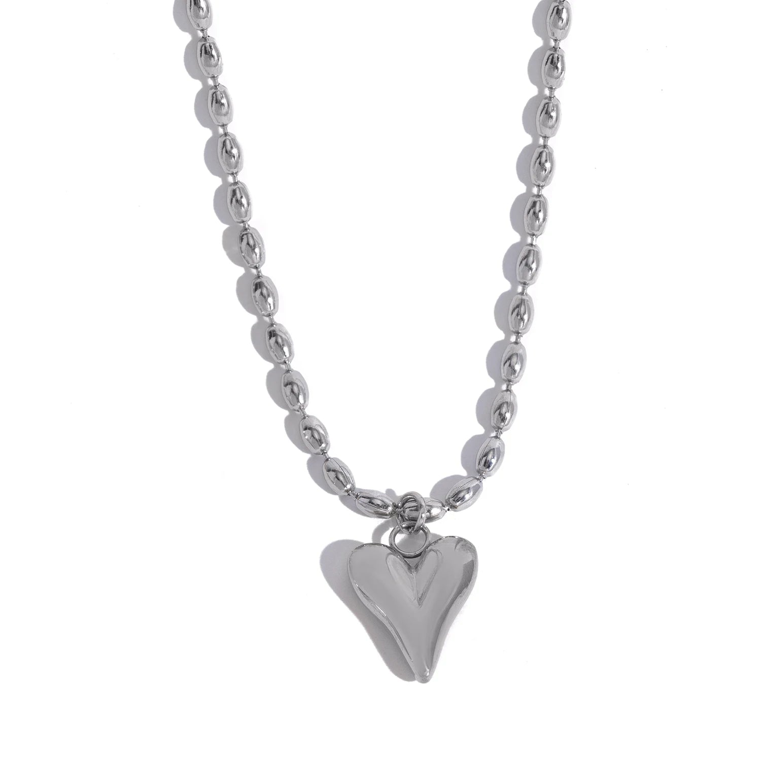 18K Gold Plated Stainless Steel Heart Bead Chain Necklace