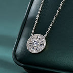 Moissanite Trapezoids Lucky Disc Medallion Necklace