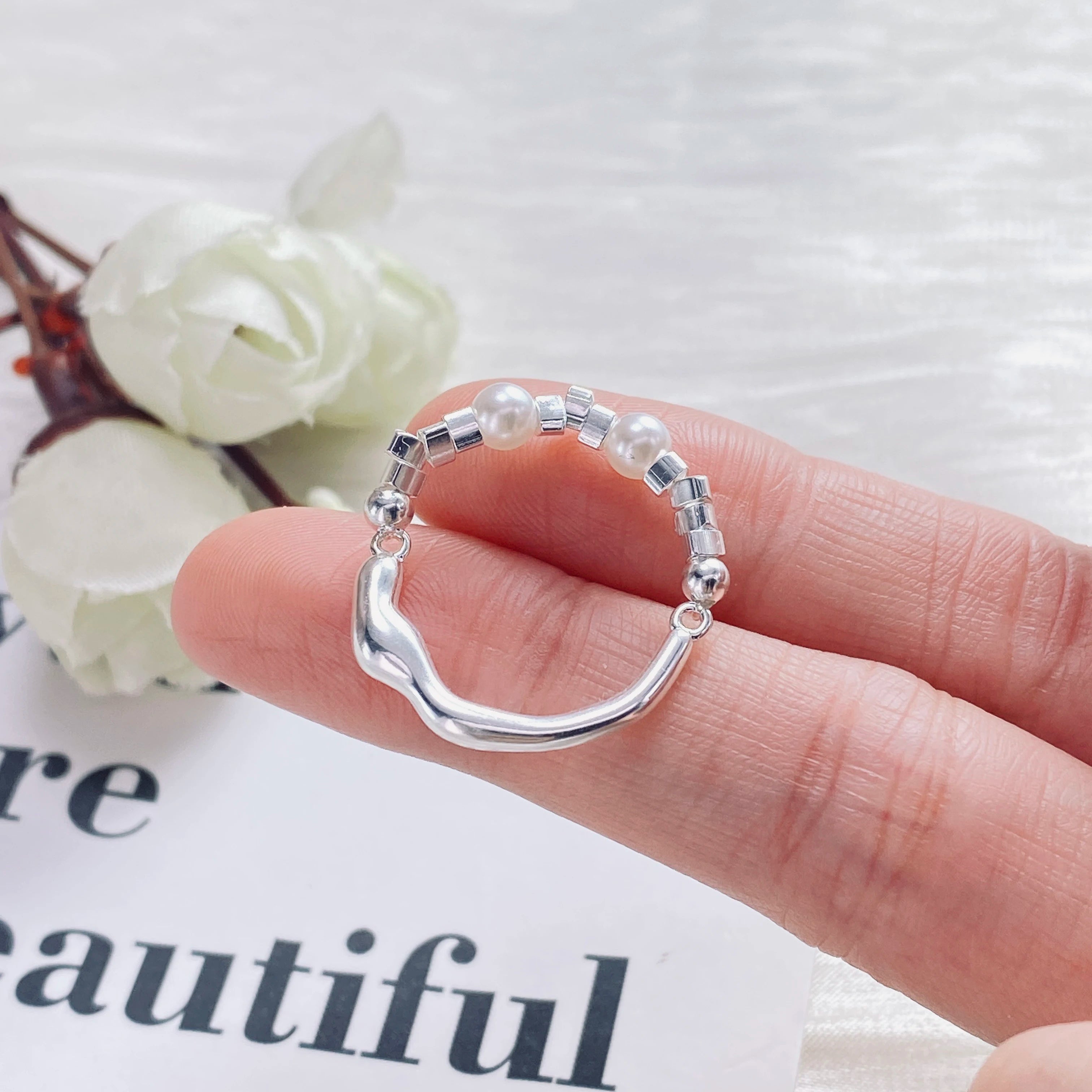 Irregular Shell Overlapping 925 Sterling Silver Ring