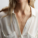 Minimalist Leaf & Pearl Round Rod Pendant Necklace