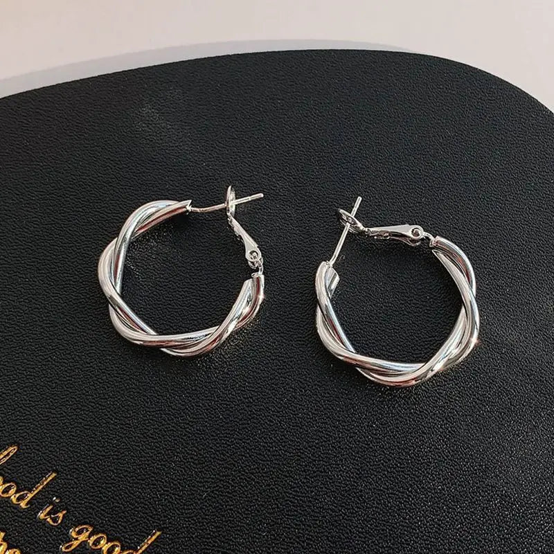 Geometric Gold-Tone U-Shape Hoop Earrings