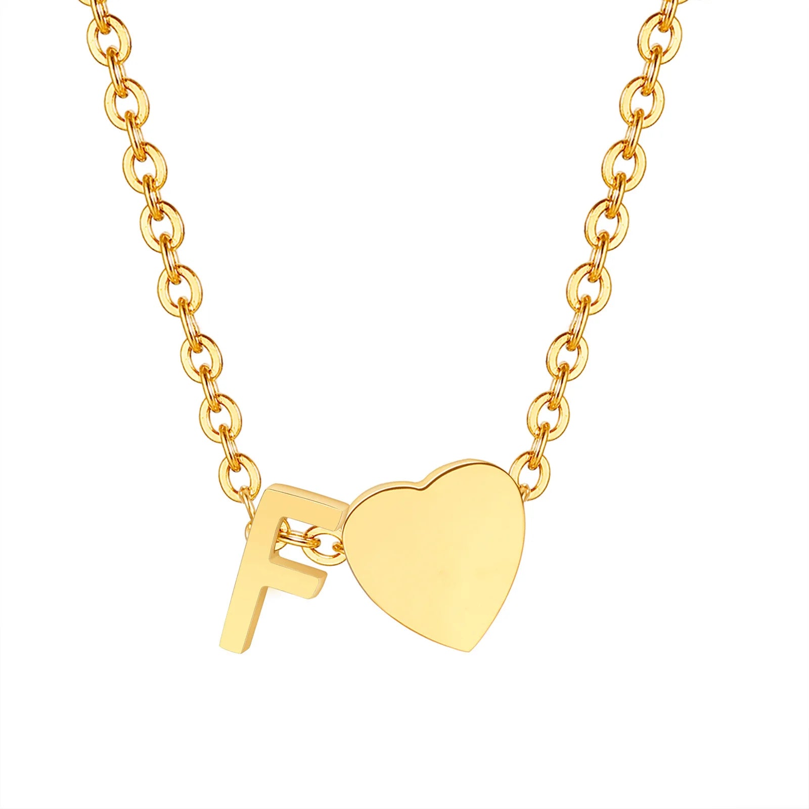 18K Gold Plated Petite Initial Heart Pendant Necklace