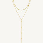 14K Gold Plated Stainless Steel Y-Shaped CZ Necklace