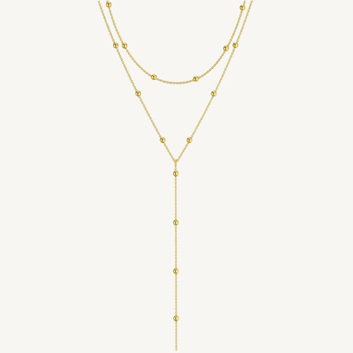 14K Gold Plated Stainless Steel Y-Shaped CZ Necklace