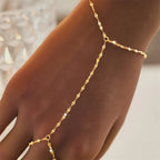 Celine Minimalist Thin Chain Connected Finger Ring Bracelet