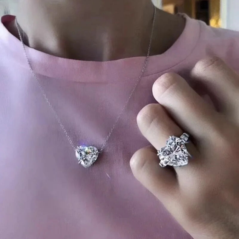 Heart Moissanite 925 Sterling Silver Ring