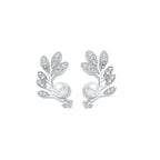 925 Silver Needle Pearl Huggie Hoop Earrings