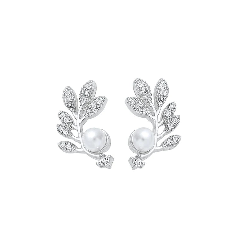 925 Silver Needle Pearl Huggie Hoop Earrings