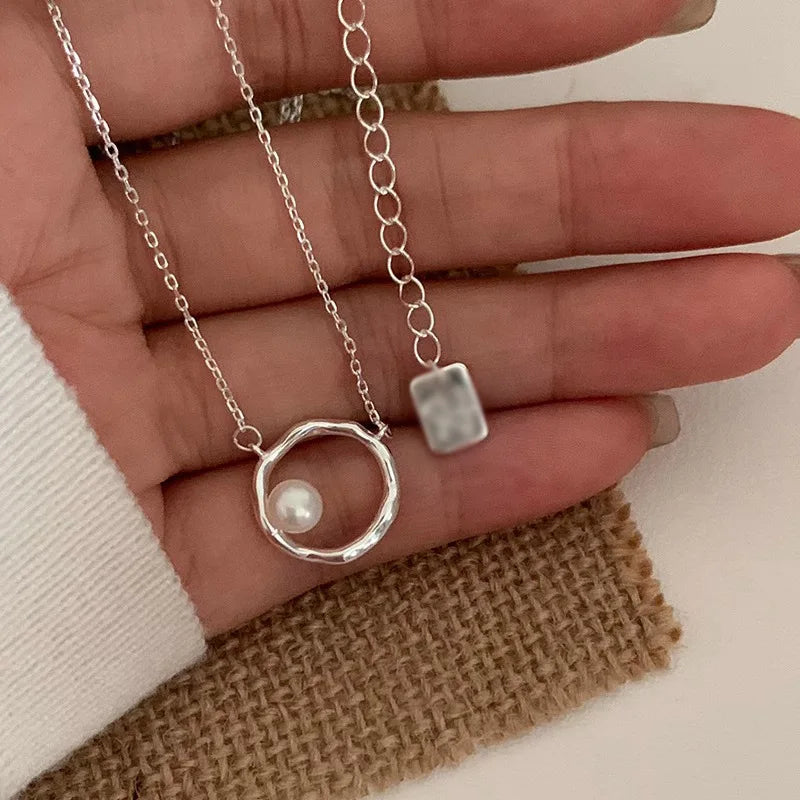 925 Sterling Silver Simple Pearl Pendant Necklace