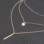 Triple Tier Gold Hollow Triangle Drop Necklace