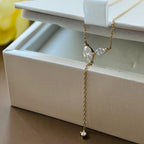 Certified 4cttw Marquise Moissanite S925 Silver Lariat Necklace