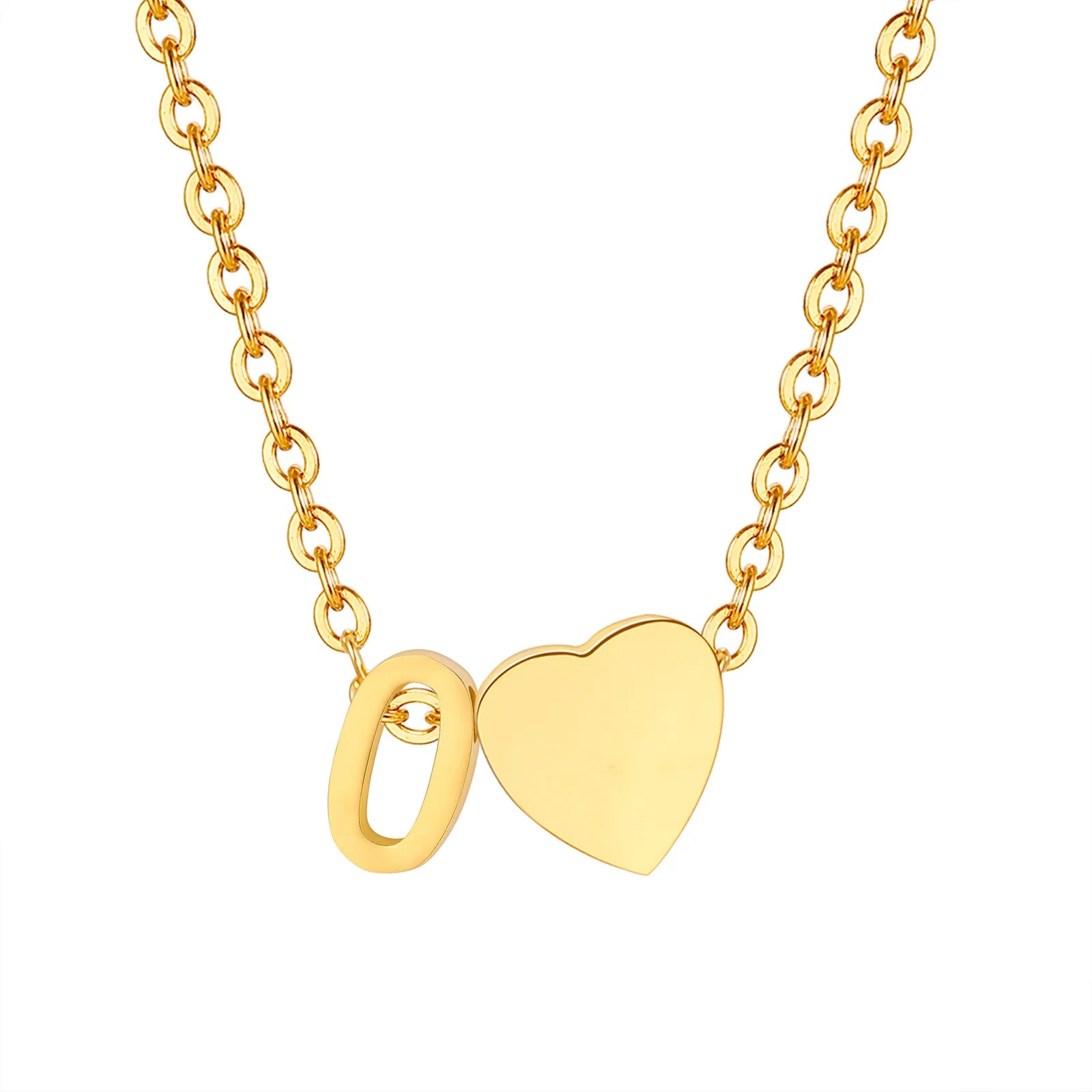 18K Gold Plated Petite Initial Heart Pendant Necklace