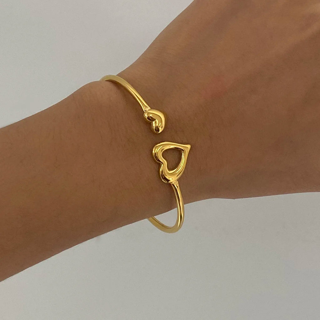 Astrid Oval Pearl and Open Heart Cuff Bangle